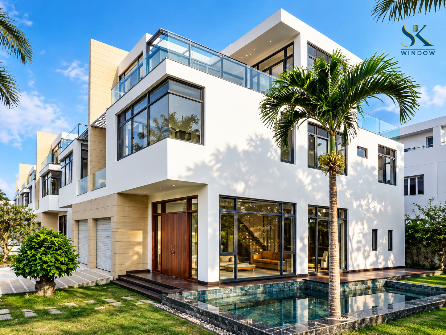 Cửa kính cường lực mặt tiền nhà phố